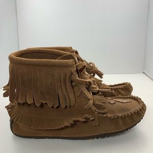 Manitobah Mukluks Harvester Moccasins Brown Copper Suede shoe Size 7